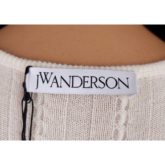 JW Anderson Ruffle-Detail Knitted Cardigan XXS Womens Off-White Pink NWT - Picture 10 of 16